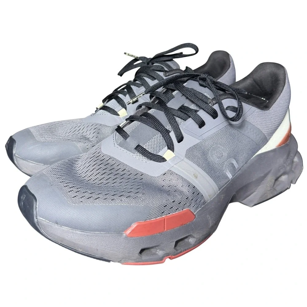 On Cloudflyer 4 Mens Running Shoes Magnet Shark Grey Red US 10 Low Top‎ Sneakers